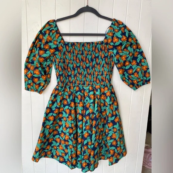 MELLODAY | Dresses | Melloday Smocked Navy And Green Floral Mini Dress With  Pockets Nwot Size Small S | Poshmark